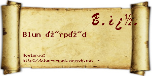 Blun Árpád névjegykártya